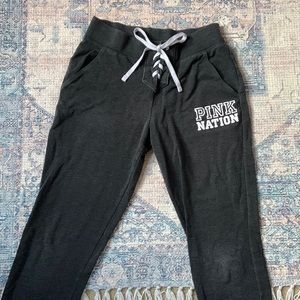 Pink brand, jogger/legging, lounge wear, lace up front, large logo